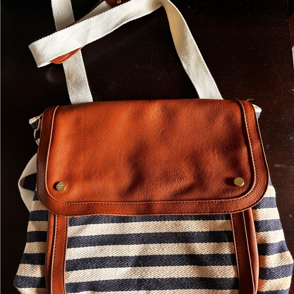 Madden Girl Navy and Cream Striped Bag